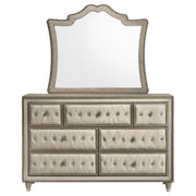 Antonella 7-drawer Upholstered Dresser with Mirror Ivory - detail 3