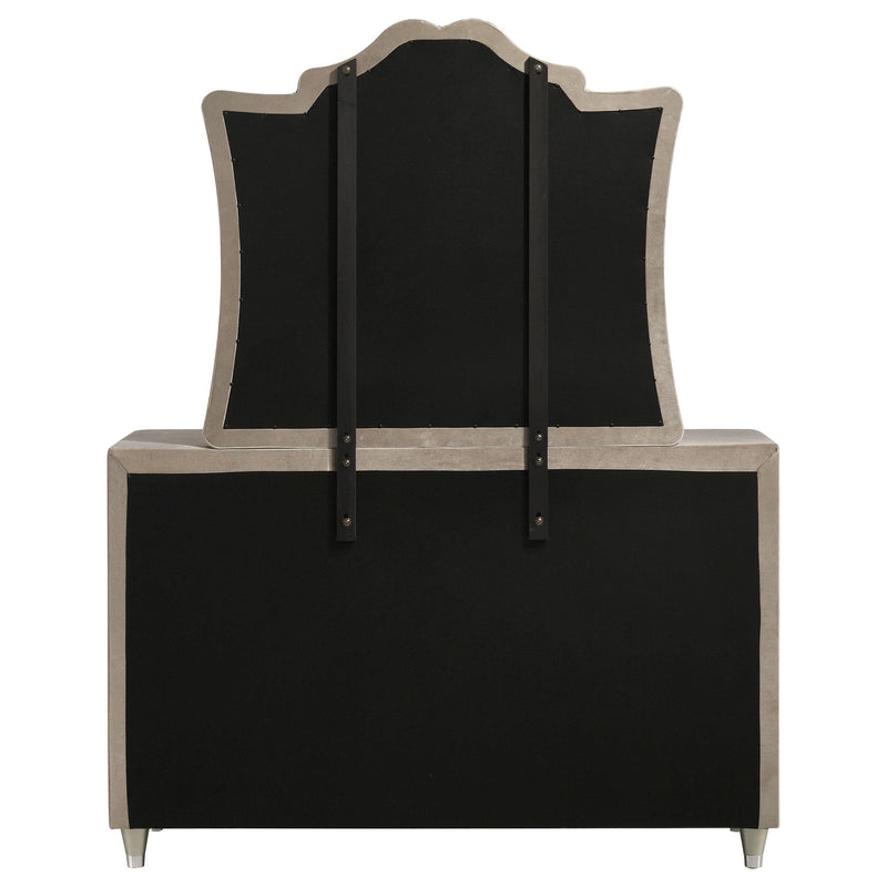 Antonella 7-drawer Upholstered Dresser with Mirror Ivory - detail 7