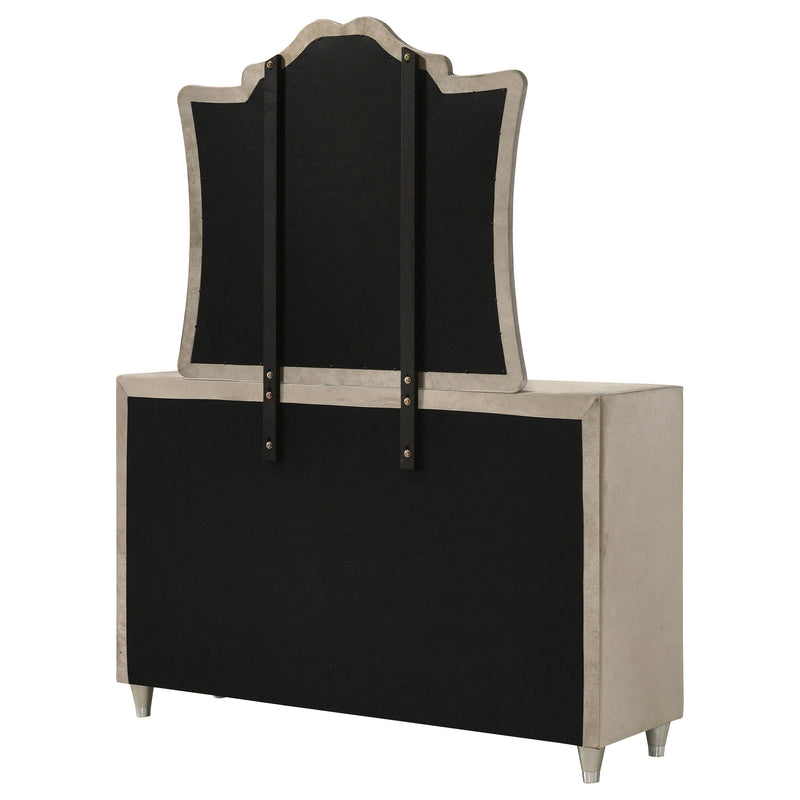 Antonella 7-drawer Upholstered Dresser with Mirror Ivory - detail 8