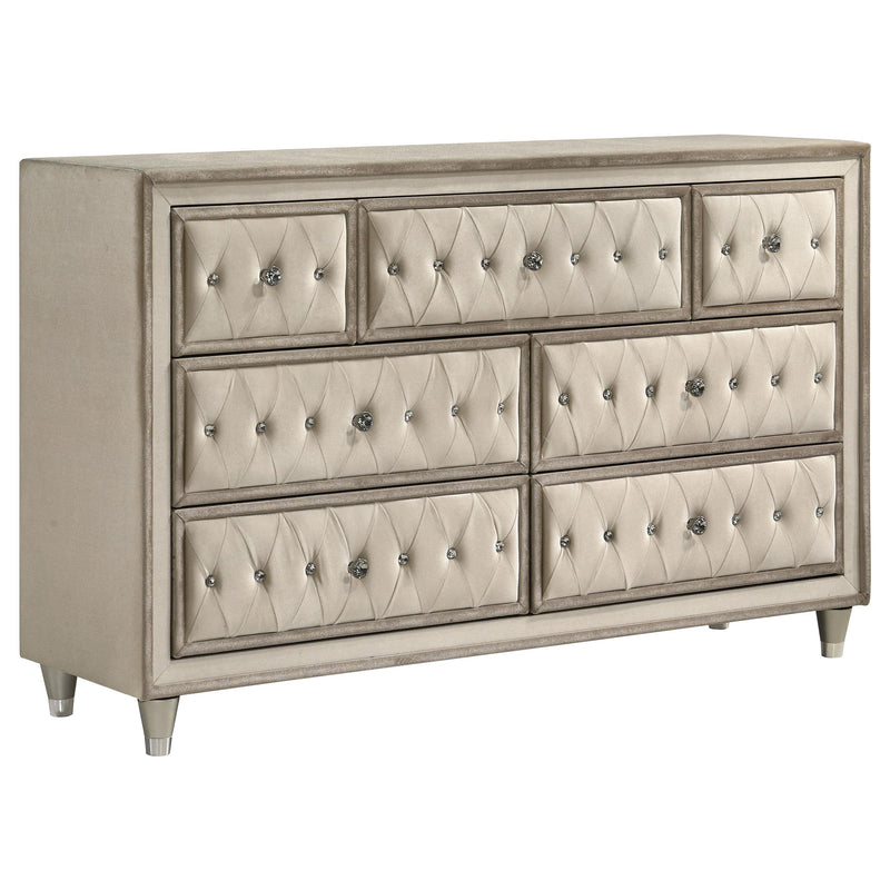 Antonella 7-drawer Upholstered Dresser Ivory and Camel - alternate view