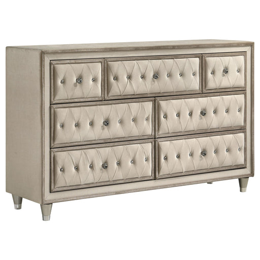 Antonella 7-drawer Upholstered Dresser Ivory and Camel - alternate view