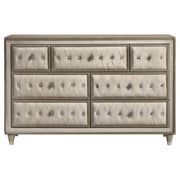 Antonella 7-drawer Upholstered Dresser Ivory and Camel - detail 3