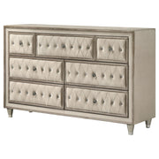 Antonella 7-drawer Upholstered Dresser Ivory and Camel - detail 4