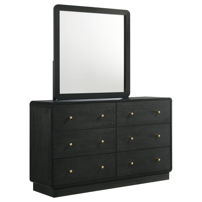 Cavelle 6-drawer Dresser and Mirror Black - alternate view