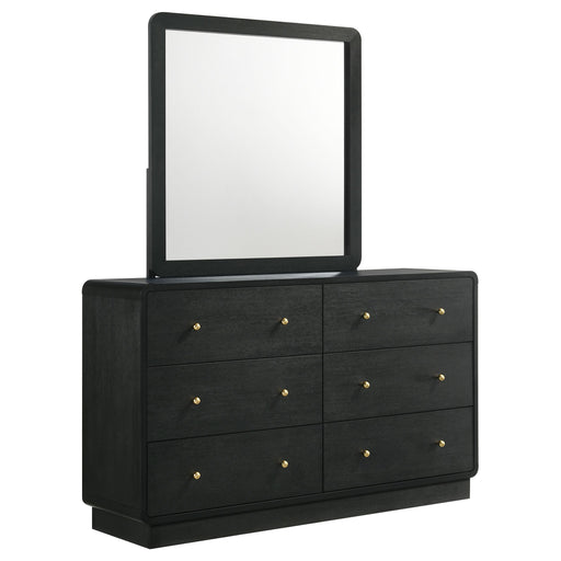 Cavelle 6-drawer Dresser and Mirror Black - alternate view