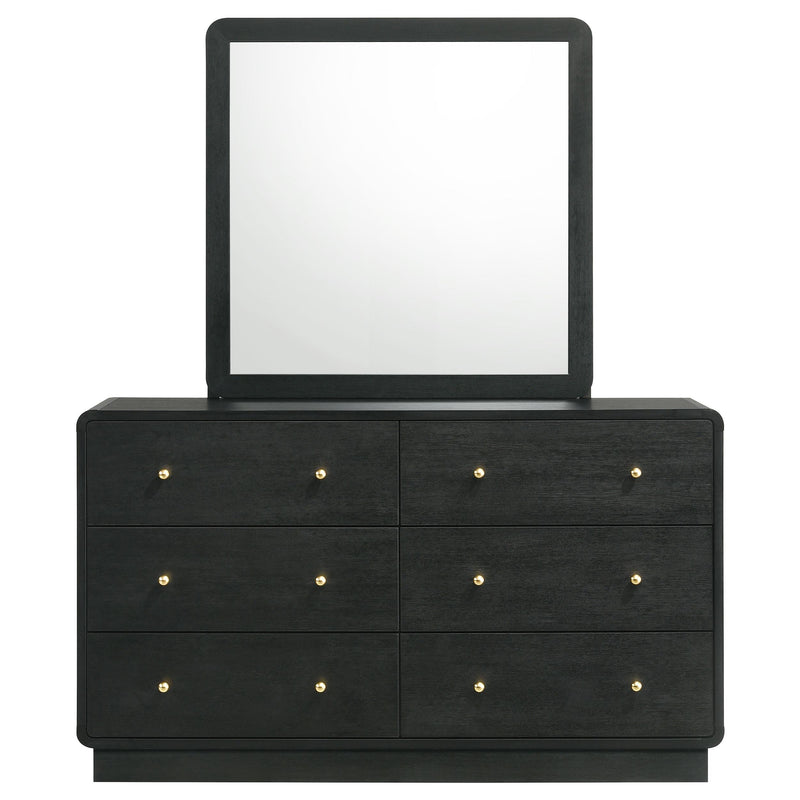 Cavelle 6-drawer Dresser and Mirror Black - detail 3