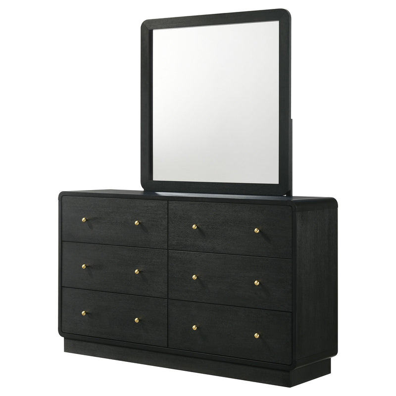 Cavelle 6-drawer Dresser and Mirror Black - detail 4