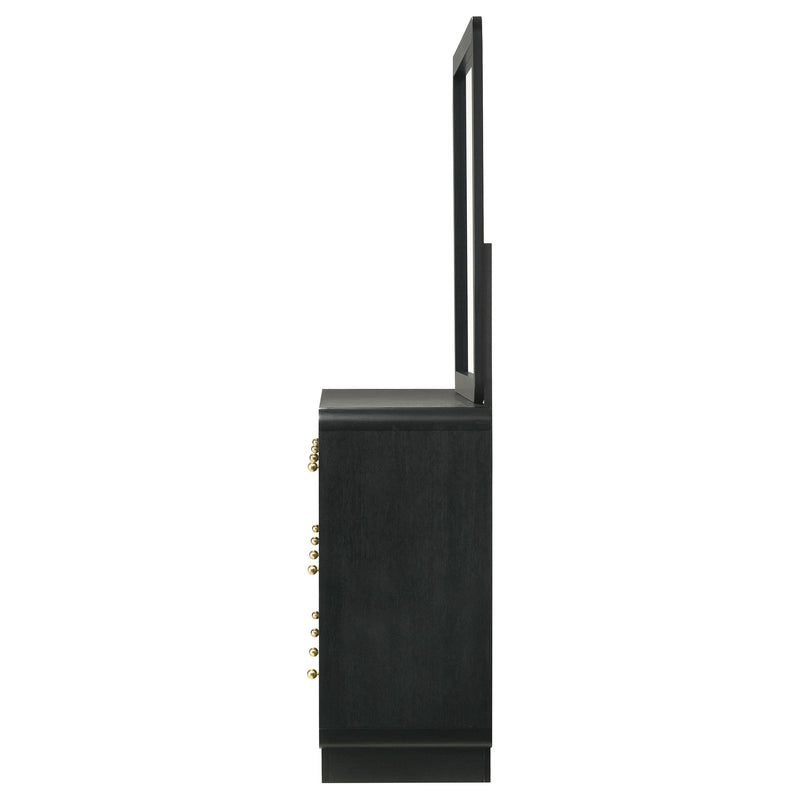 Cavelle 6-drawer Dresser and Mirror Black - detail 5