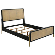 Arini Rattan Queen Panel Bed Black and Natural - alternate view