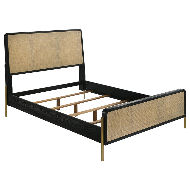Arini Rattan Queen Panel Bed Black and Natural - alternate view