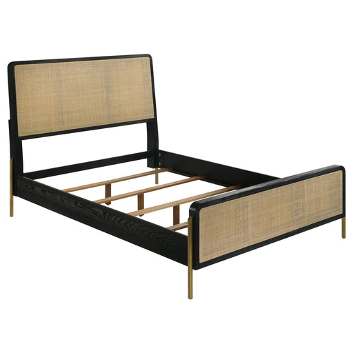 Arini Rattan Queen Panel Bed Black and Natural - alternate view