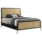 Arini Rattan Queen Panel Bed Black and Natural - detail 3