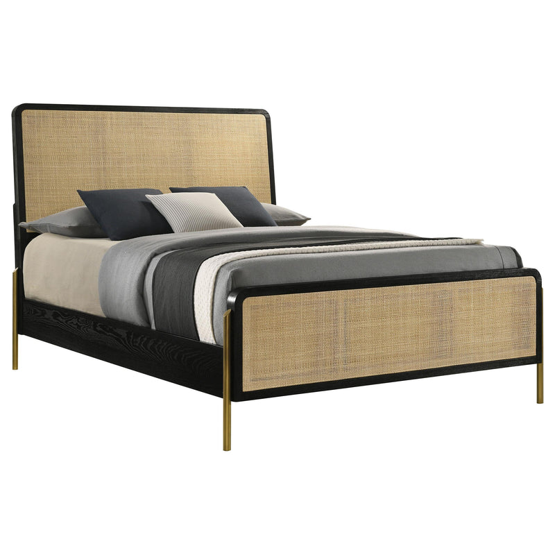 Arini Rattan Queen Panel Bed Black and Natural - detail 3
