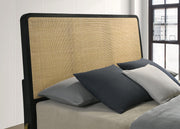 Arini Rattan Queen Panel Bed Black and Natural - detail 5