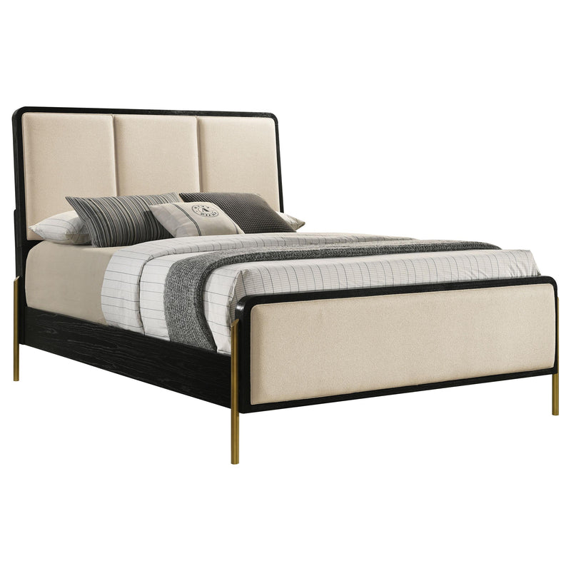 Arini 56-inch Queen Panel Bed Cream and Black - detail 3