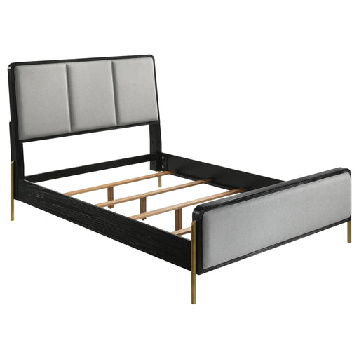 Arini Upholstered Queen Panel Bed Black and Grey - alternate view