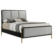 Arini Upholstered Queen Panel Bed Black and Grey - detail 3