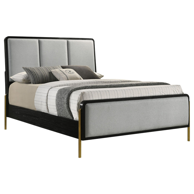 Arini Upholstered Queen Panel Bed Black and Grey - detail 3