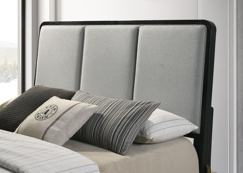 Arini Upholstered Queen Panel Bed Black and Grey - detail 5