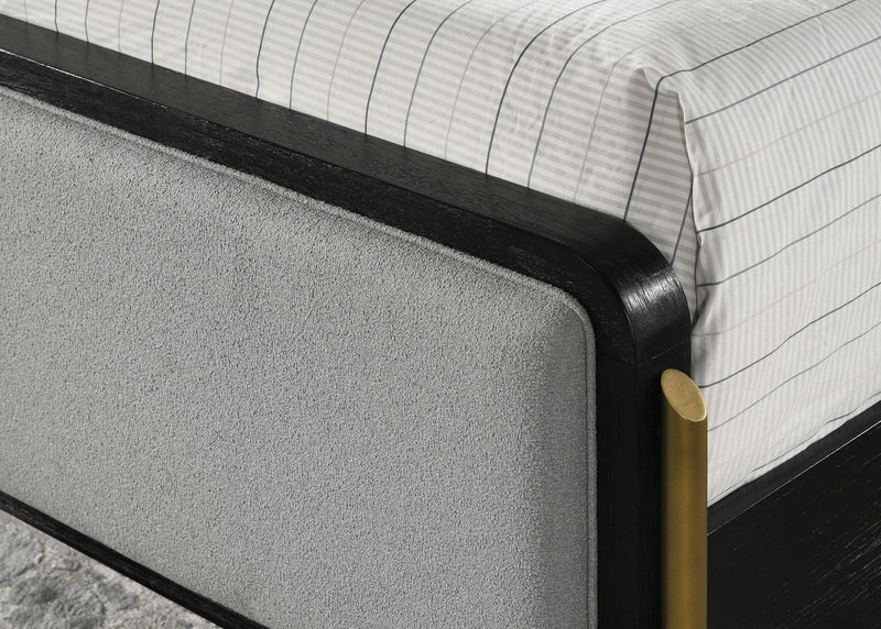 Arini Upholstered Queen Panel Bed Black and Grey - detail 6