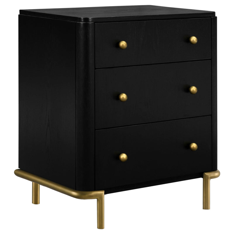 Arini 3-drawer Nightstand Black - alternate view