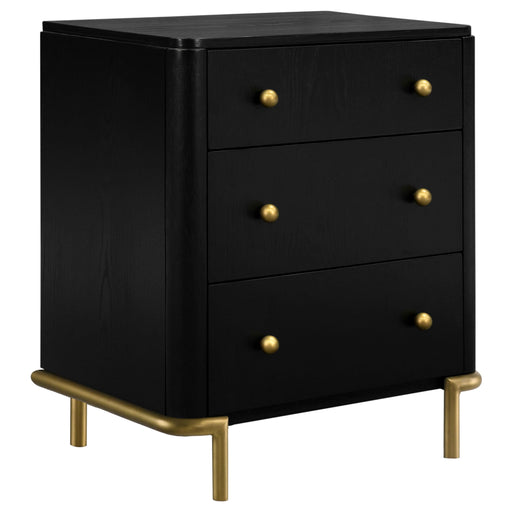 Arini 3-drawer Nightstand Black - alternate view