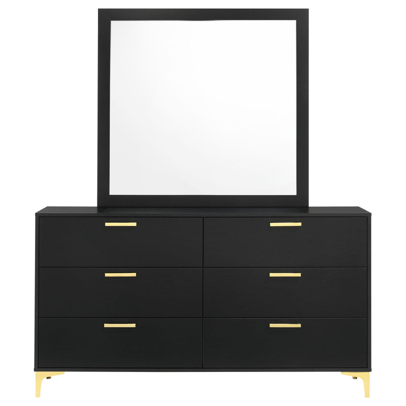 Kendall 6-drawer Dresser with Mirror Black - detail 3