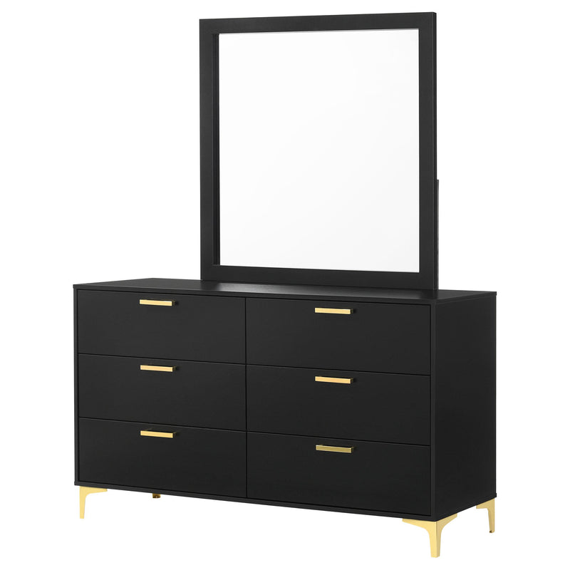 Kendall 6-drawer Dresser with Mirror Black - detail 4
