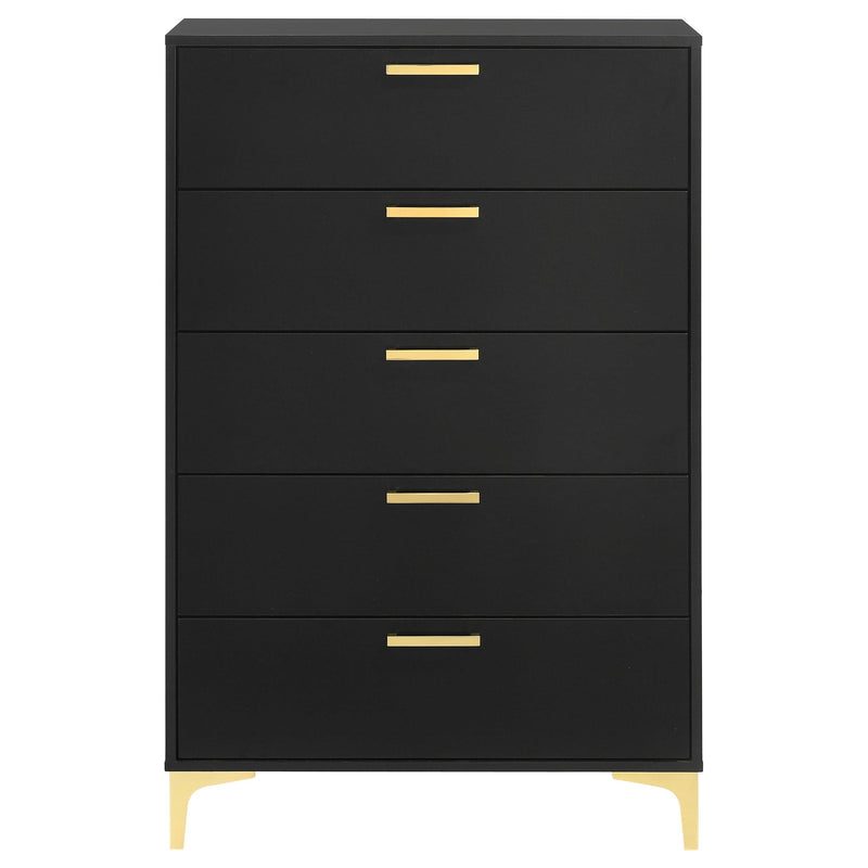 Kendall 5-drawer Bedroom Chest Black - detail 3