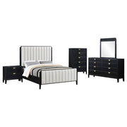 Brookmead 5-piece Upholstered Queen Bedroom Set Black - alternate view