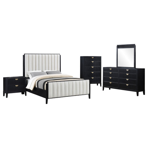 Brookmead 5-piece Upholstered Queen Bedroom Set Black - alternate view