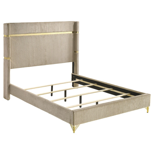 Lucia 61-inch Upholstered Queen Wingback Bed Beige - alternate view