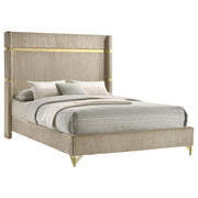 Lucia 61-inch Upholstered Queen Wingback Bed Beige - detail 3