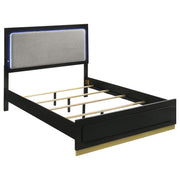 Caraway Wood Queen LED Panel Bed Black - alternate view