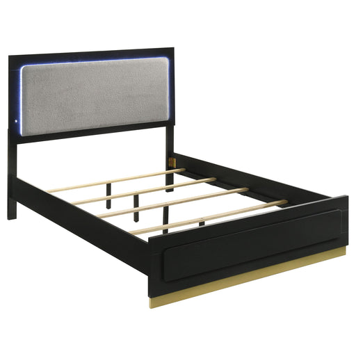 Caraway Wood Queen LED Panel Bed Black - alternate view
