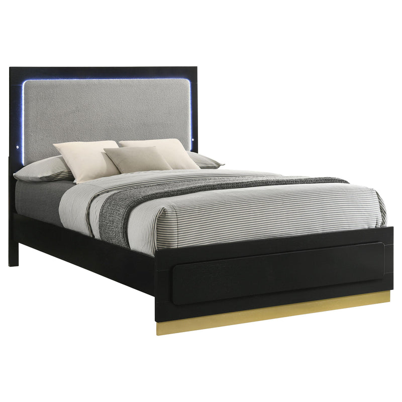 Caraway Wood Queen LED Panel Bed Black - detail 3