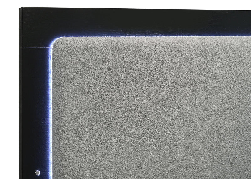Caraway Wood Queen LED Panel Bed Black - detail 5