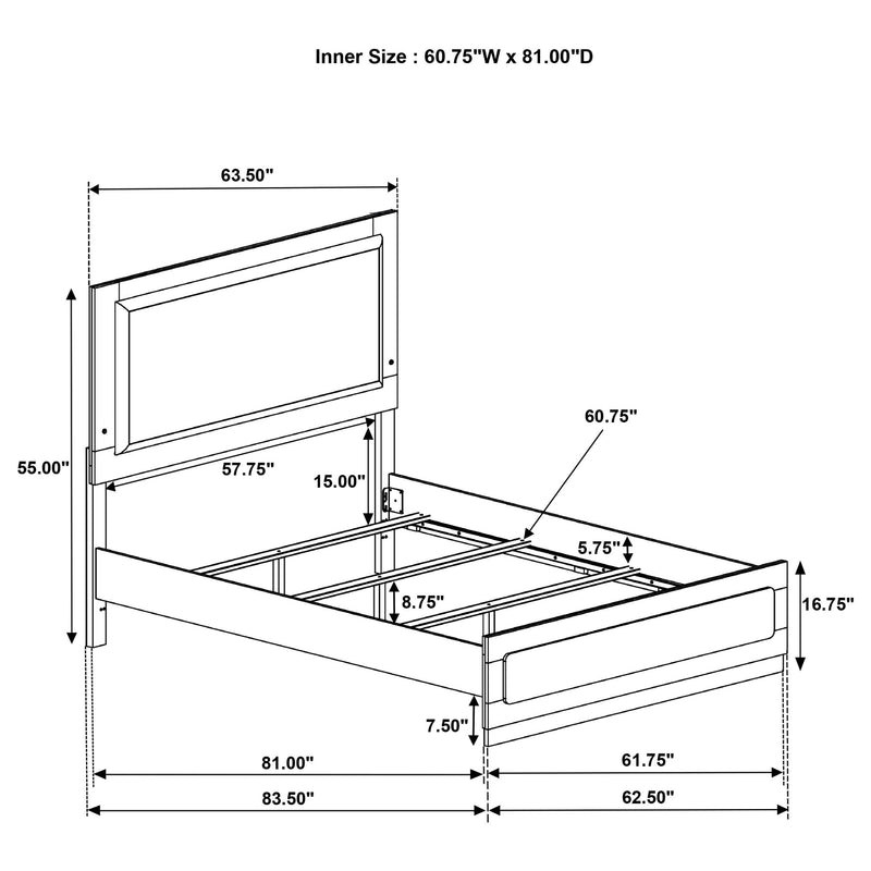 Caraway Wood Queen LED Panel Bed Black - detail 7