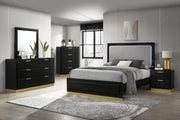 Caraway Wood Queen LED Panel Bed Black - detail 8