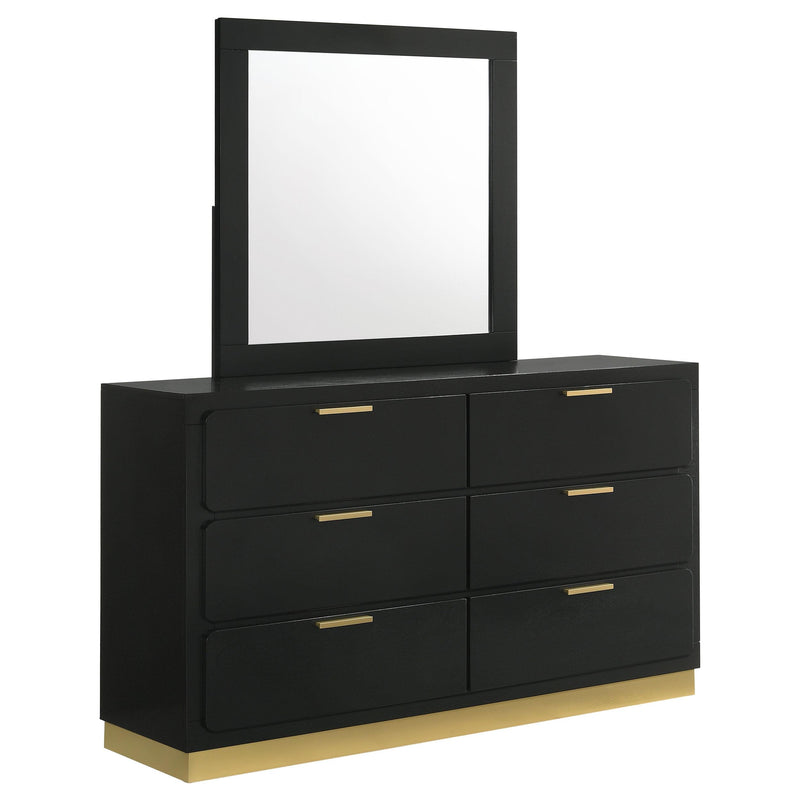 Caraway 6-drawer Dresser with Mirror Black - alternate view