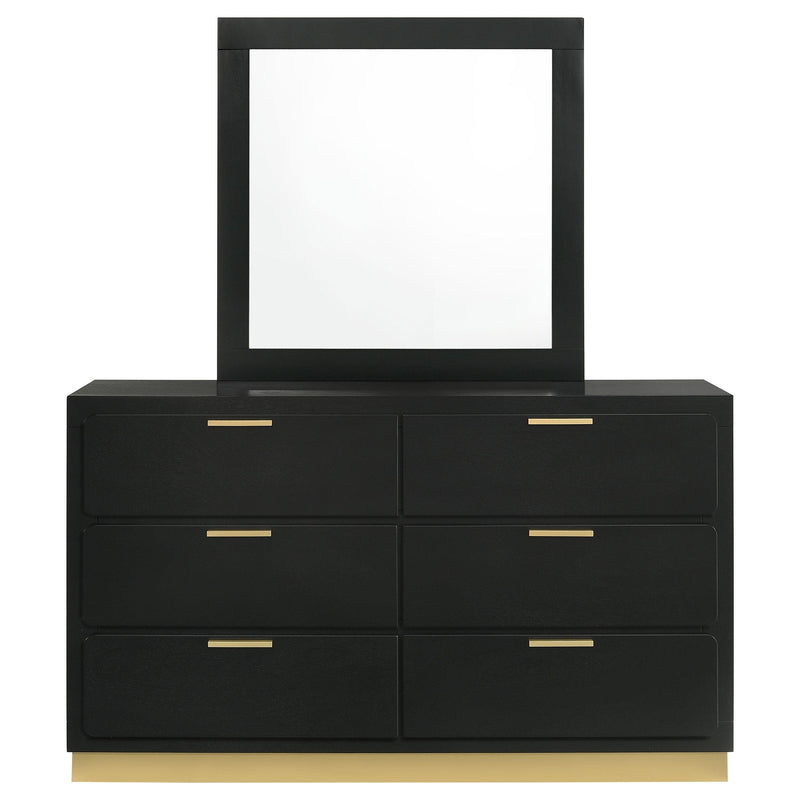 Caraway 6-drawer Dresser with Mirror Black - detail 3