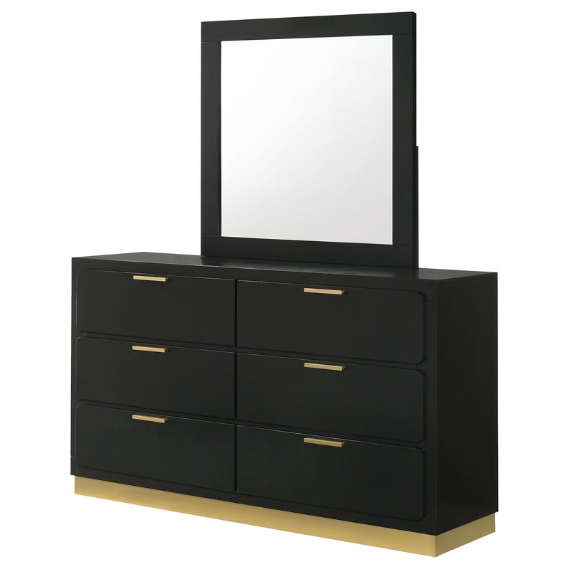 Caraway 6-drawer Dresser with Mirror Black - detail 4
