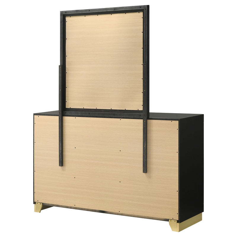 Caraway 6-drawer Dresser with Mirror Black - detail 8