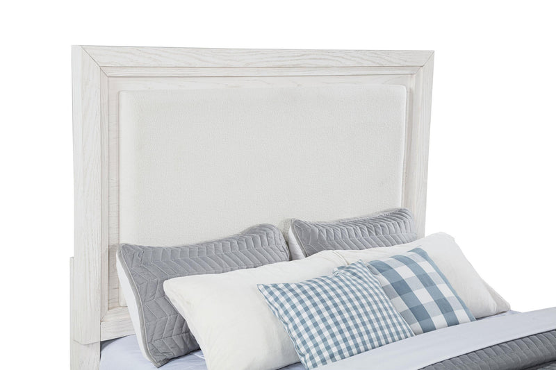 Marielle Queen Upholstered Panel Bed Distressed White - detail 7