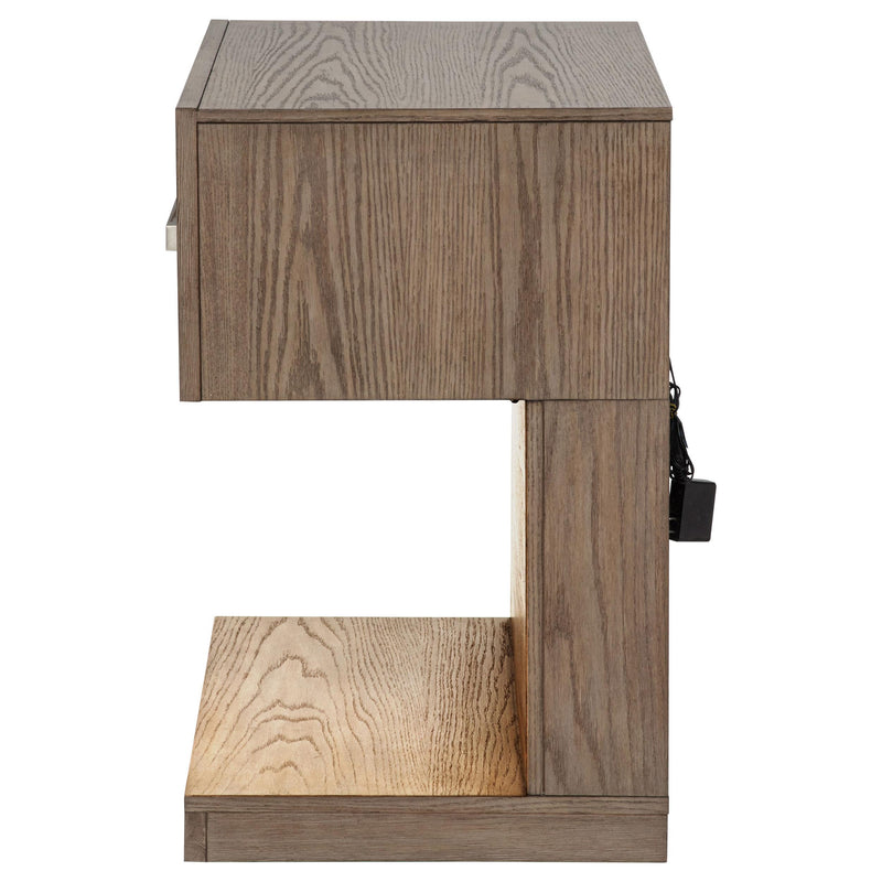 Kenora 1-drawer Nightstand Bedside Table Barley Brown - detail 5