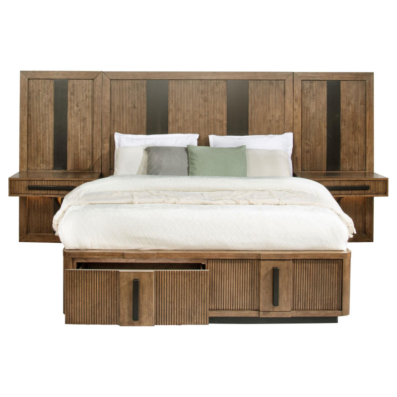 Terrace Eastern King Wall Panel Storage Bed Ash Brown - detail 3
