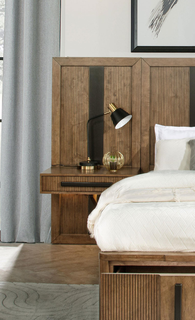 Terrace Eastern King Wall Panel Storage Bed Ash Brown - detail 5