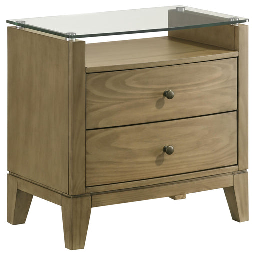 Granada 2-drawer Glass Top Nightstand Natural Pine - alternate view