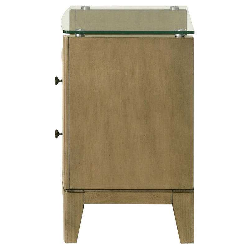 Granada 2-drawer Glass Top Nightstand Natural Pine - detail 5