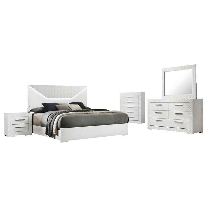 Ives 5-piece Queen Bedroom Set White High Gloss - alternate view